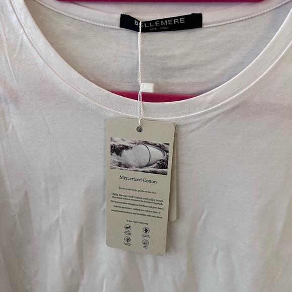 BELLEMERE WHITE LONG SLEEVE CREW NECK MERCERIZED COTTON TOP | SIZE XL NEW W TAGS - Picture 6 of 6